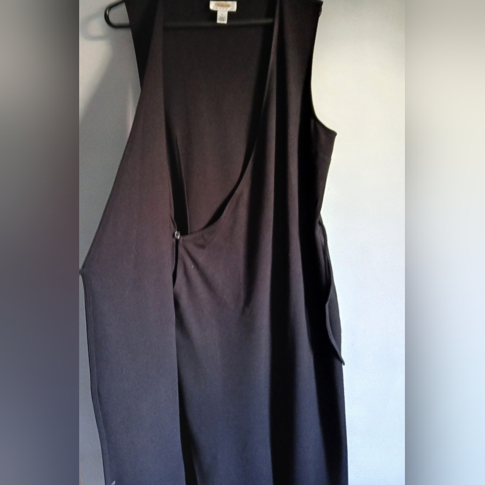 Women's Talbots Petite black rayon knit sleeveless long dress SzPL - Picture 8 of 13